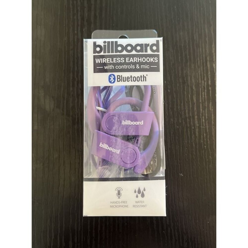 Billboard Wireless Bluetooth Earhooks Built-In Mic Controls Purple NWT 2639